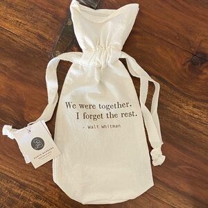 NWT Cotton Wine Bag with Walt Whitman Quote